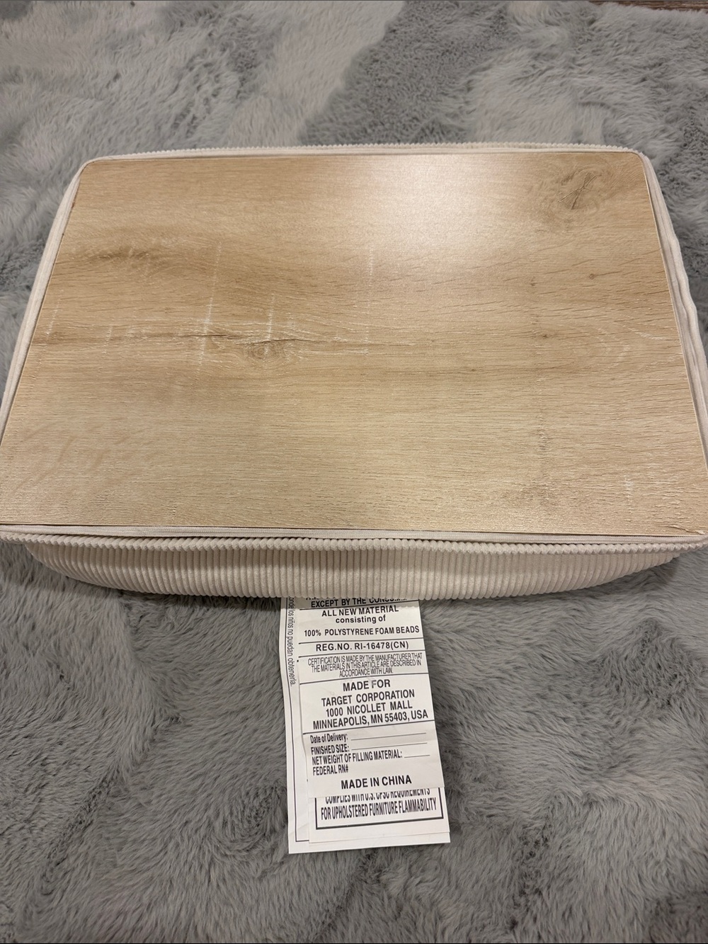 Target Neutral Wood-Top corduroy creme lap desk